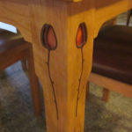 Cherry Rosebud DIning Table Inlay Detail