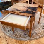 Rustic Cherry End Table Drawer Open